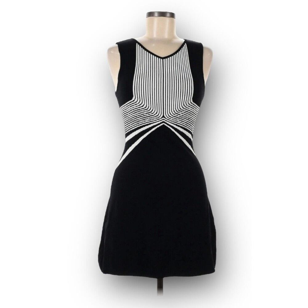 Mayren Lee Viray Black White Fit Flare Dress New No Tags 15”x31”